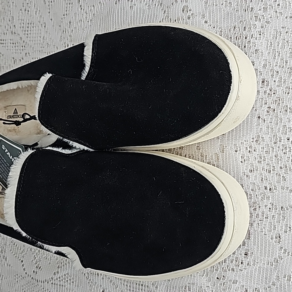 NWT Staheekum Cozy Camp Mule black slip on suede memory foam furry shoes sz 10 - Picture 3 of 7